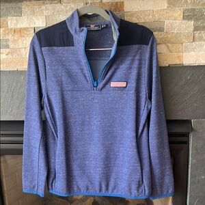 Vineyard Vines Blue and Black Quarter-Zip Sweatshirt